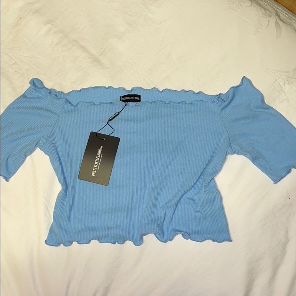 NWT Blue Off Shoulder top from Pretty little Thing